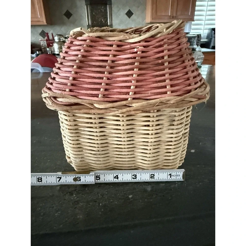 Vintage Wicker Rattan House Basket Christmas Decor